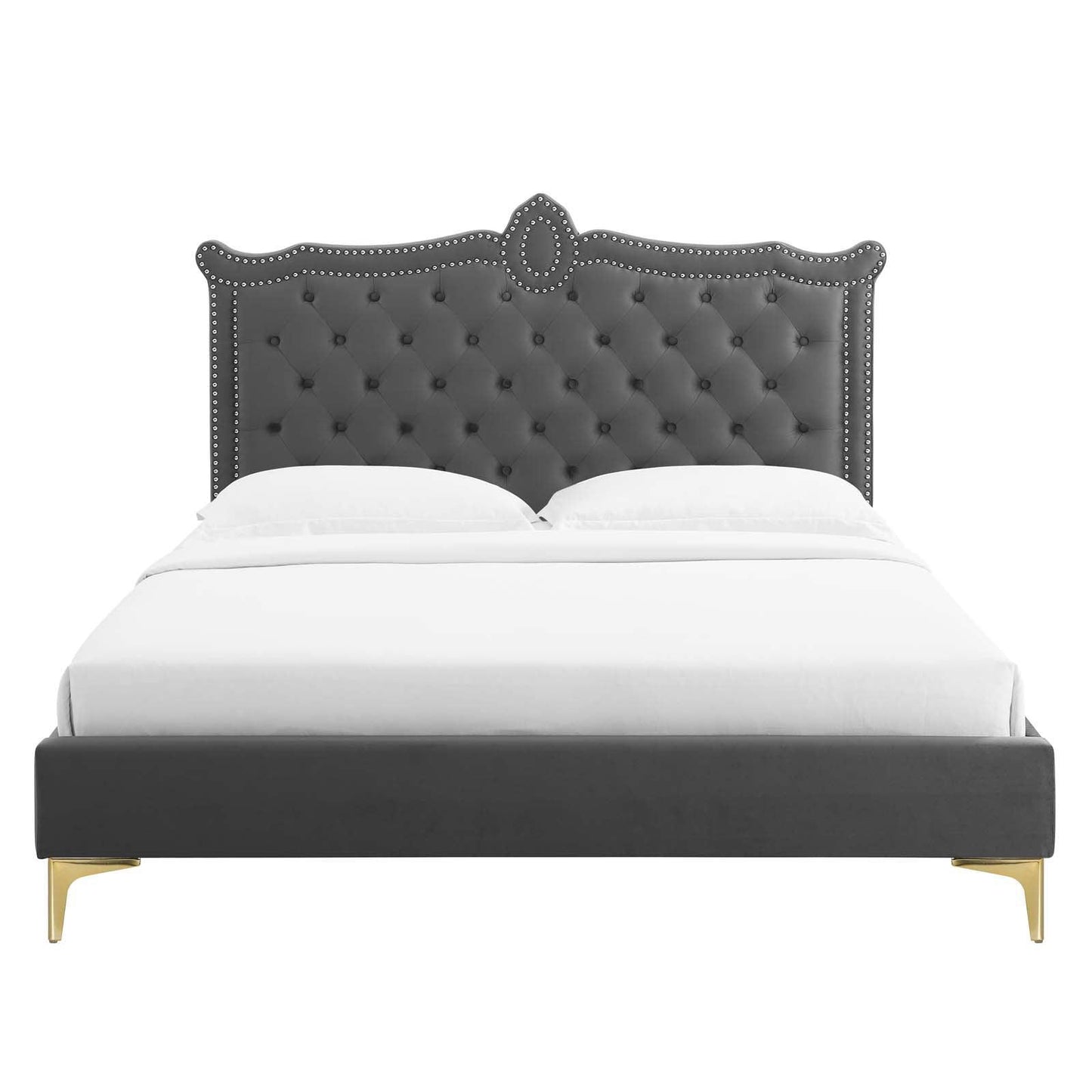 Clara Performance Velvet Queen Platform Bed, MOD-6592 FredCo