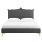 Clara Performance Velvet Queen Platform Bed, MOD-6592 FredCo