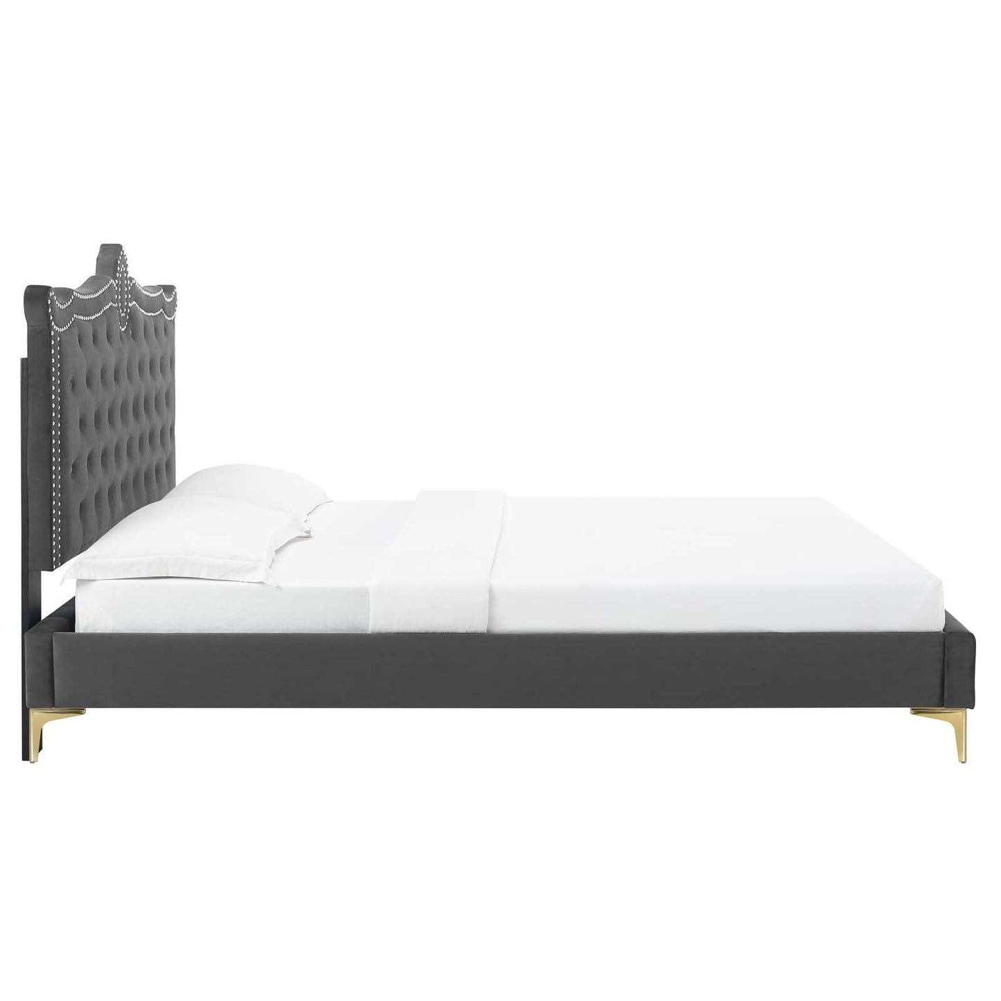 Clara Performance Velvet Queen Platform Bed, MOD-6592 FredCo