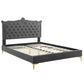 Clara Performance Velvet Queen Platform Bed, MOD-6592 FredCo
