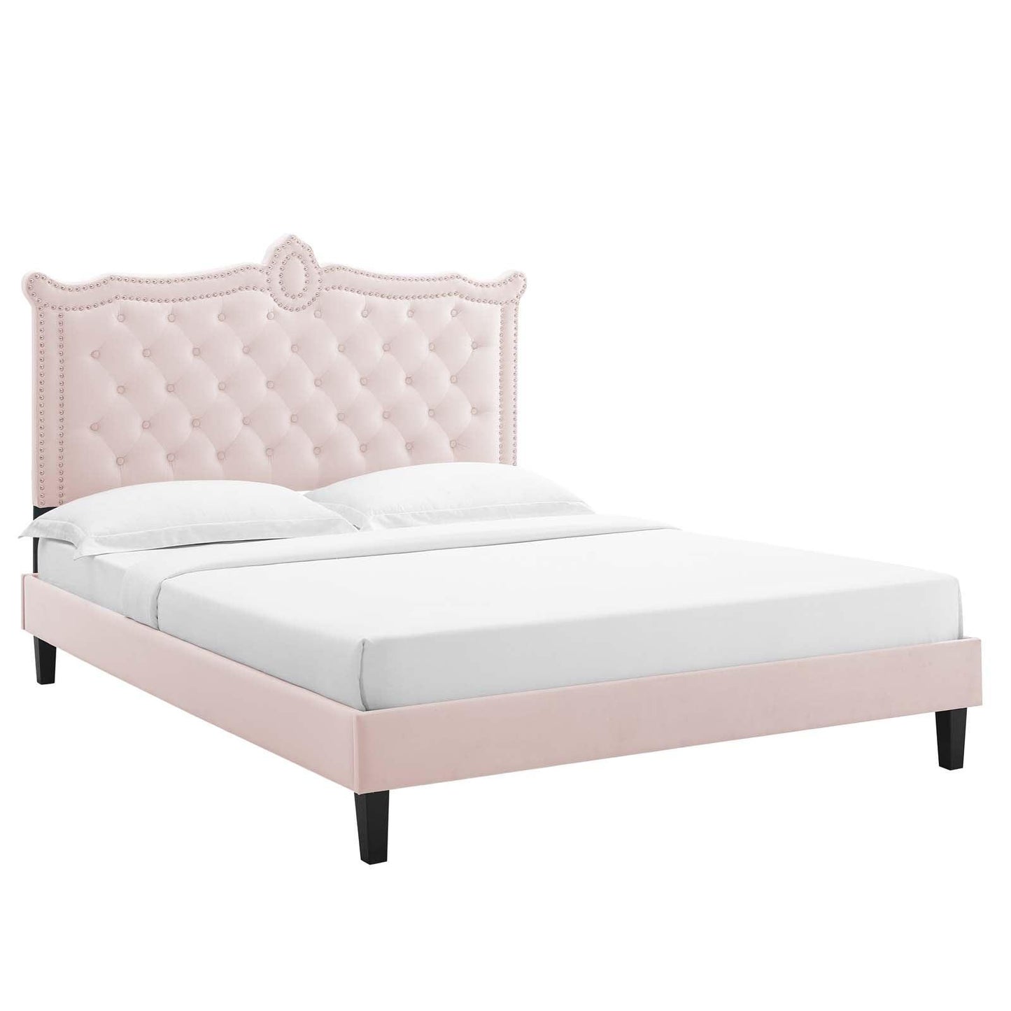 Clara Performance Velvet Queen Platform Bed, MOD-6594 FredCo