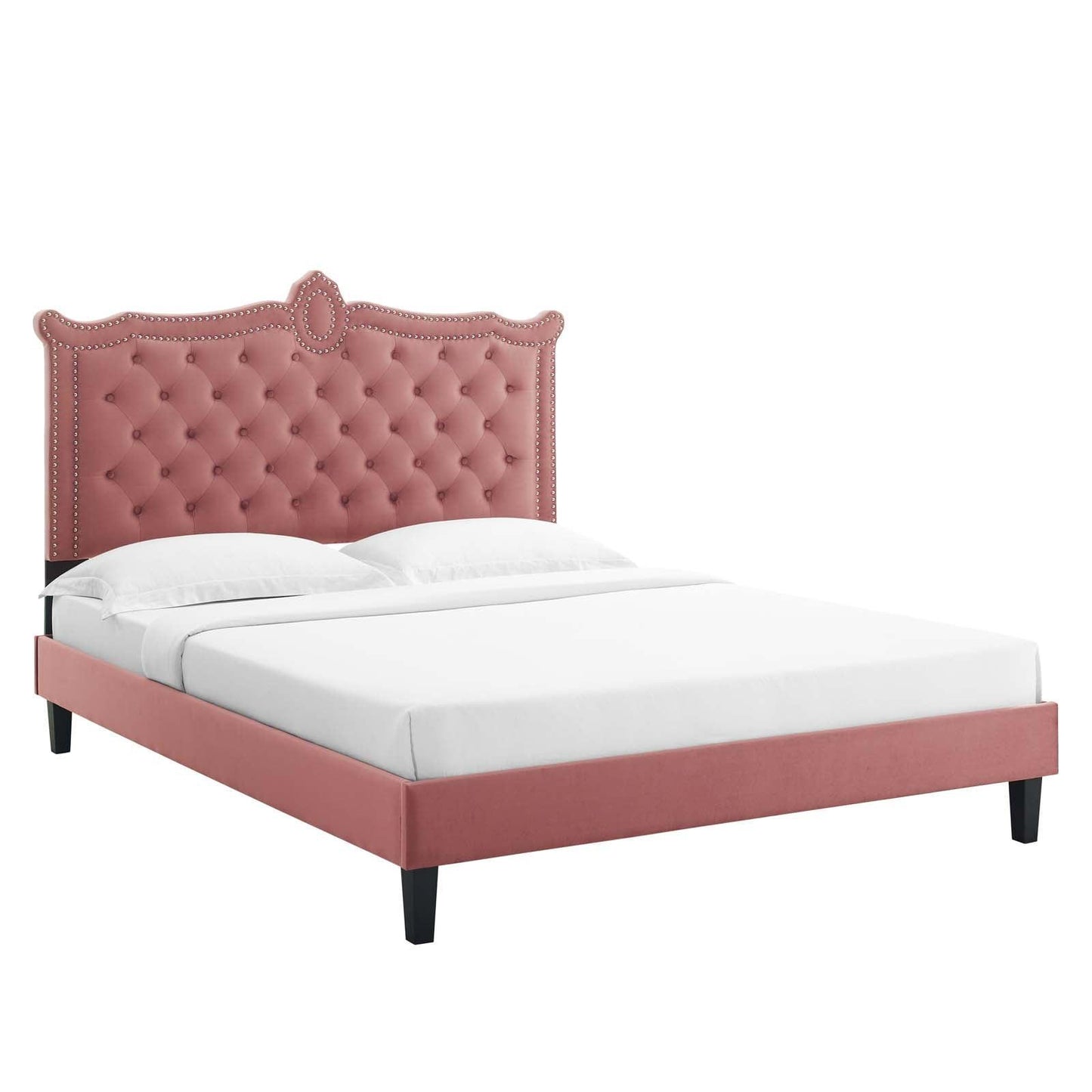Clara Performance Velvet Queen Platform Bed, MOD-6594 FredCo