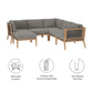 Clearwater Outdoor Patio Teak Wood 6-Piece Sectional Sofa, EEI-6124 FredCo