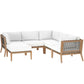 Clearwater Outdoor Patio Teak Wood 6-Piece Sectional Sofa, EEI-6124 FredCo