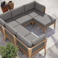 Clearwater Outdoor Patio Teak Wood 6-Piece Sectional Sofa, EEI-6124 FredCo