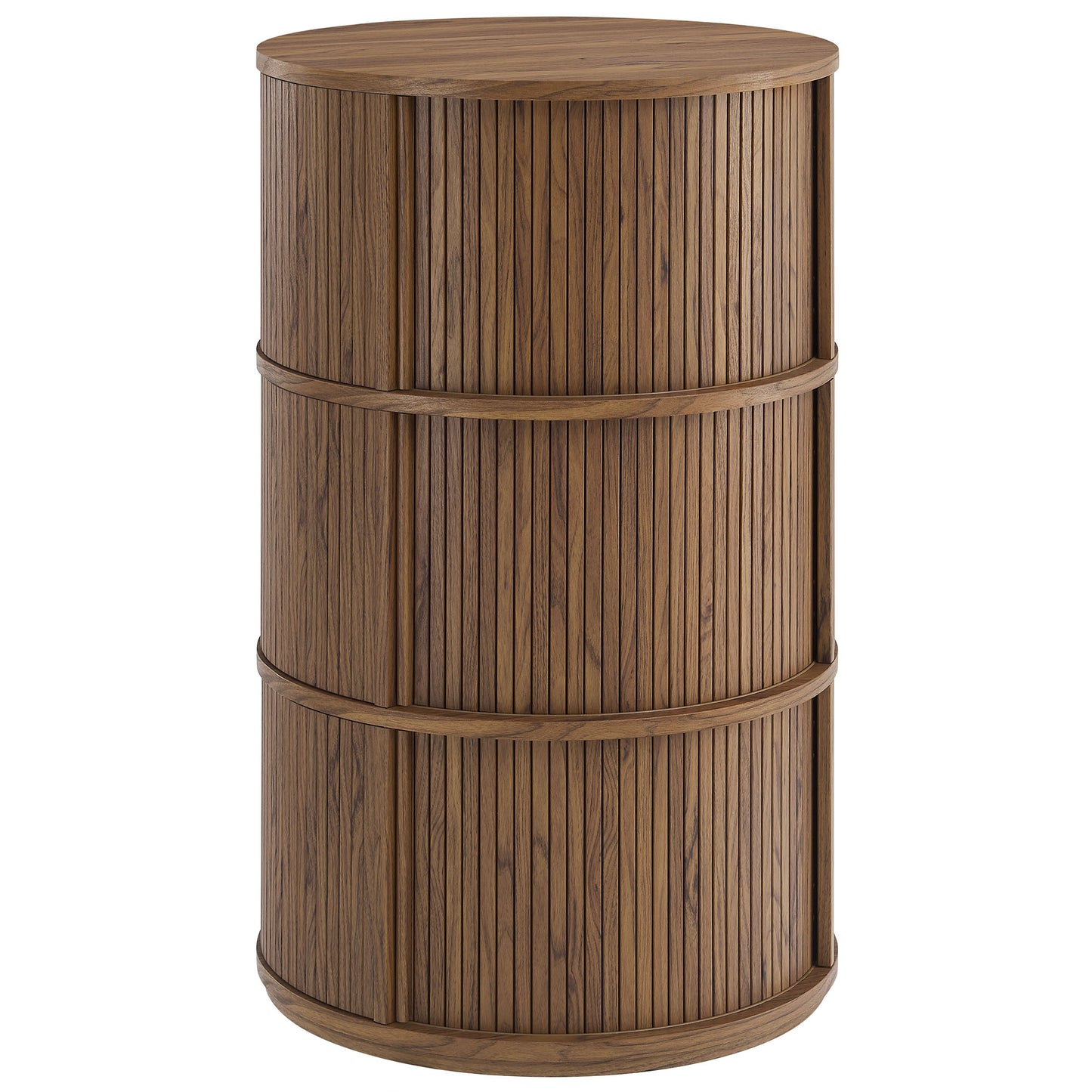 Clement Round Pedestal Stand Storage Table With Sliding Tambour Doors by Modway EEI-7344 FredCo