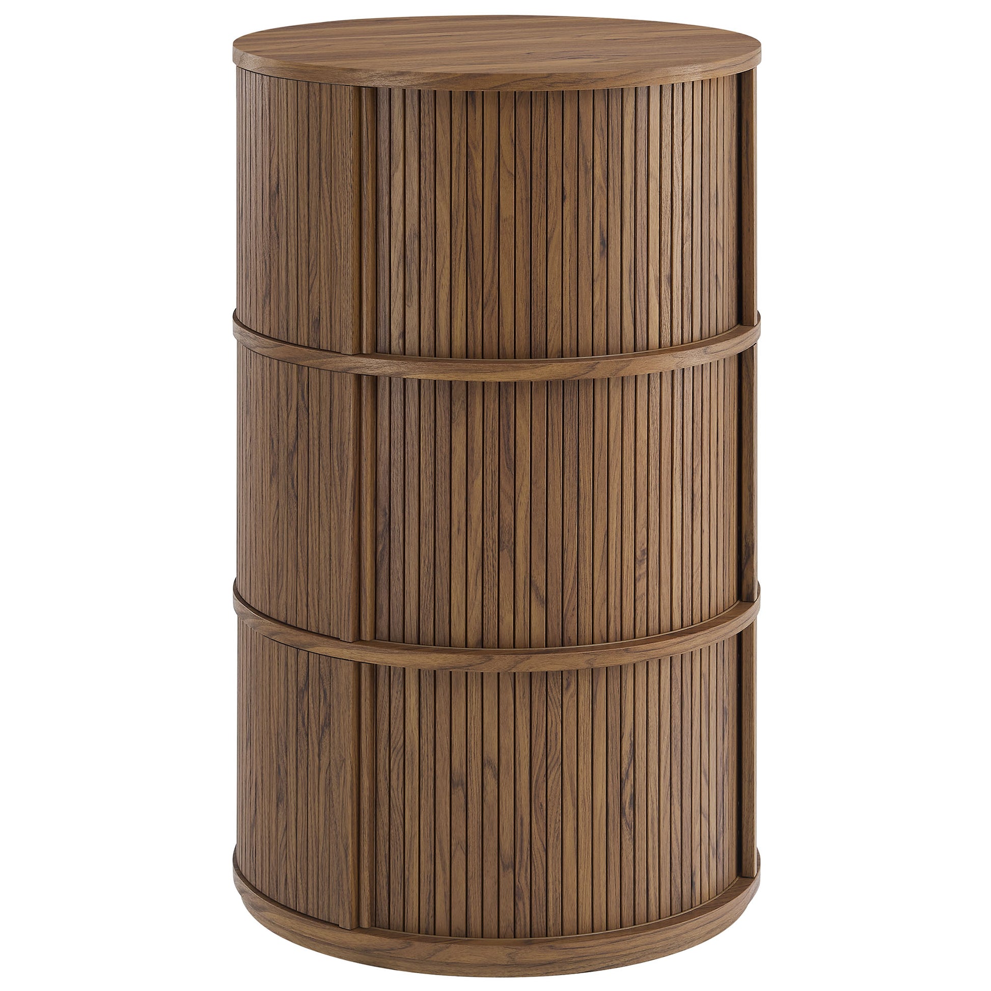 Clement Round Pedestal Stand Storage Table With Sliding Tambour Doors by Modway EEI-7344 FredCo