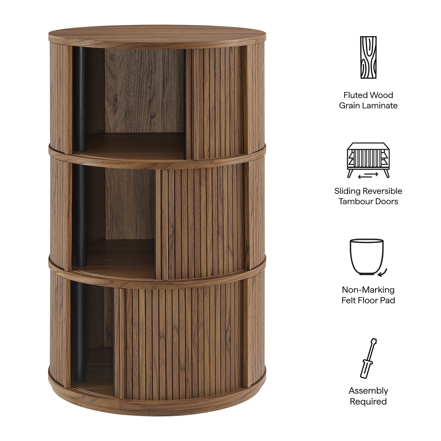 Clement Round Pedestal Stand Storage Table With Sliding Tambour Doors by Modway EEI-7344 FredCo