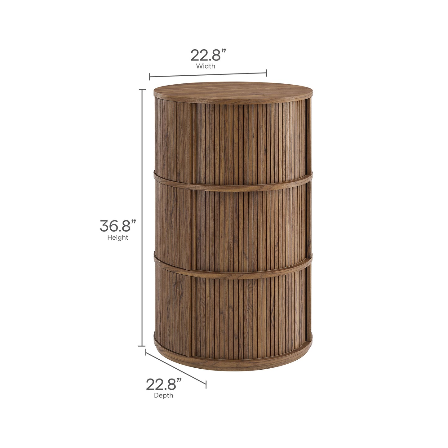 Clement Round Pedestal Stand Storage Table With Sliding Tambour Doors by Modway EEI-7344 FredCo