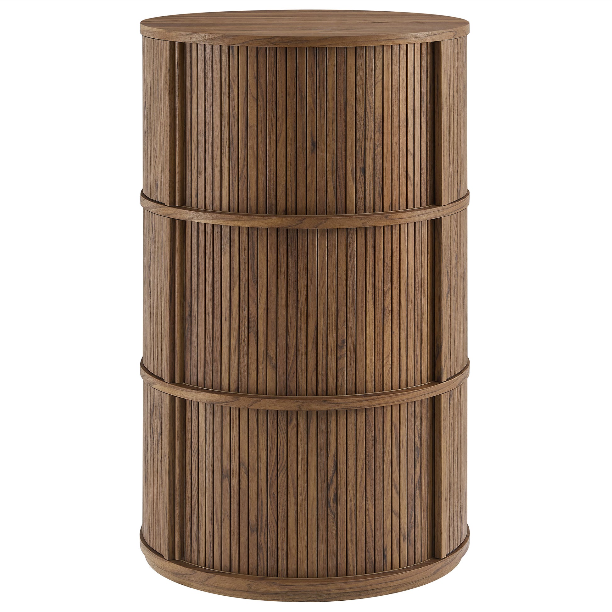 Clement Round Pedestal Stand Storage Table With Sliding Tambour Doors by Modway EEI-7344 FredCo