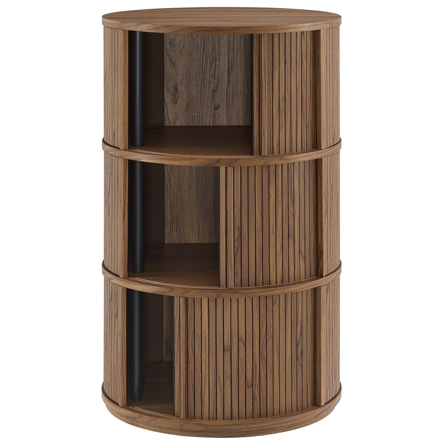 Clement Round Pedestal Stand Storage Table With Sliding Tambour Doors by Modway EEI-7344 FredCo