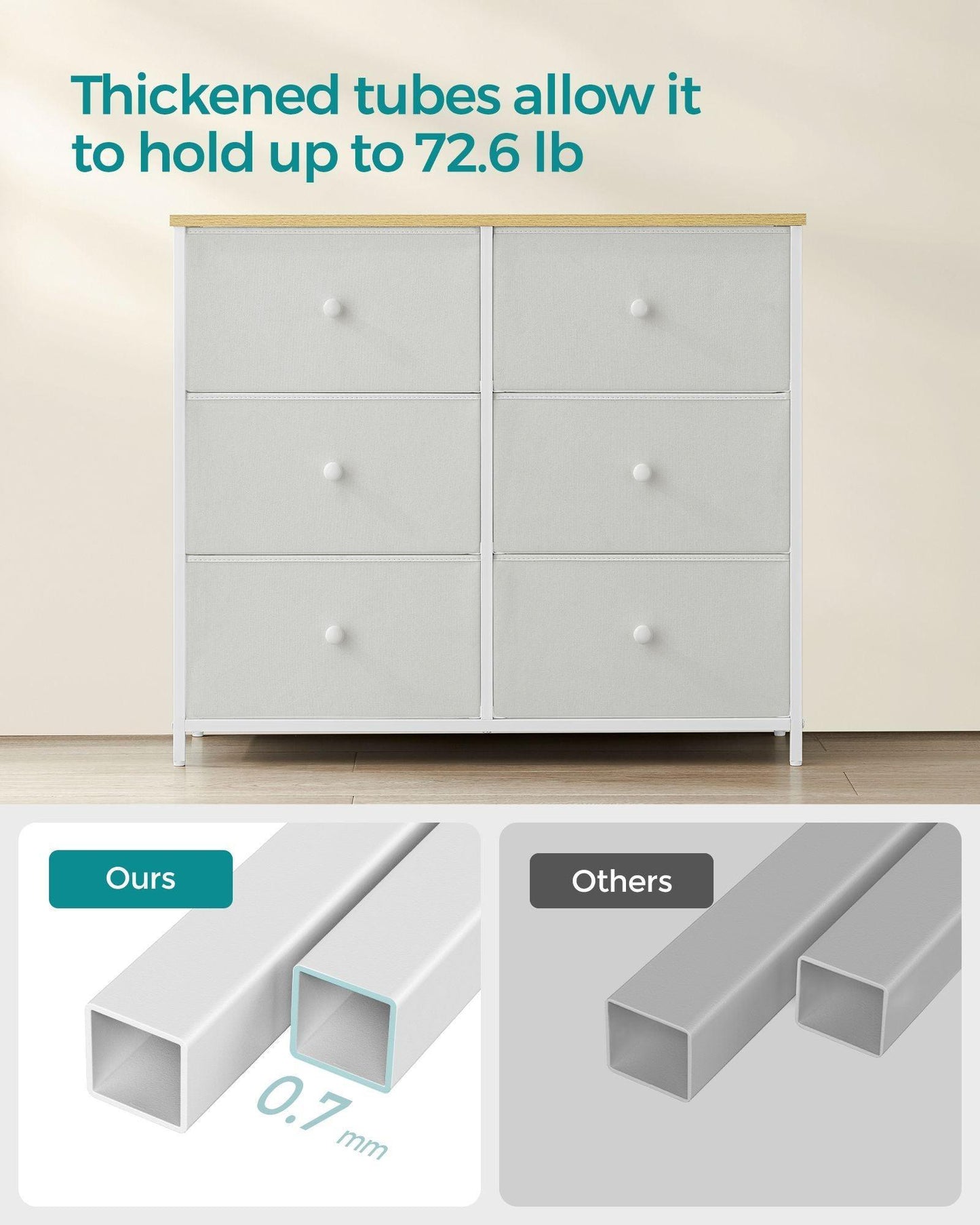 Closet Fabric Dresser with Metal Frame FredCo