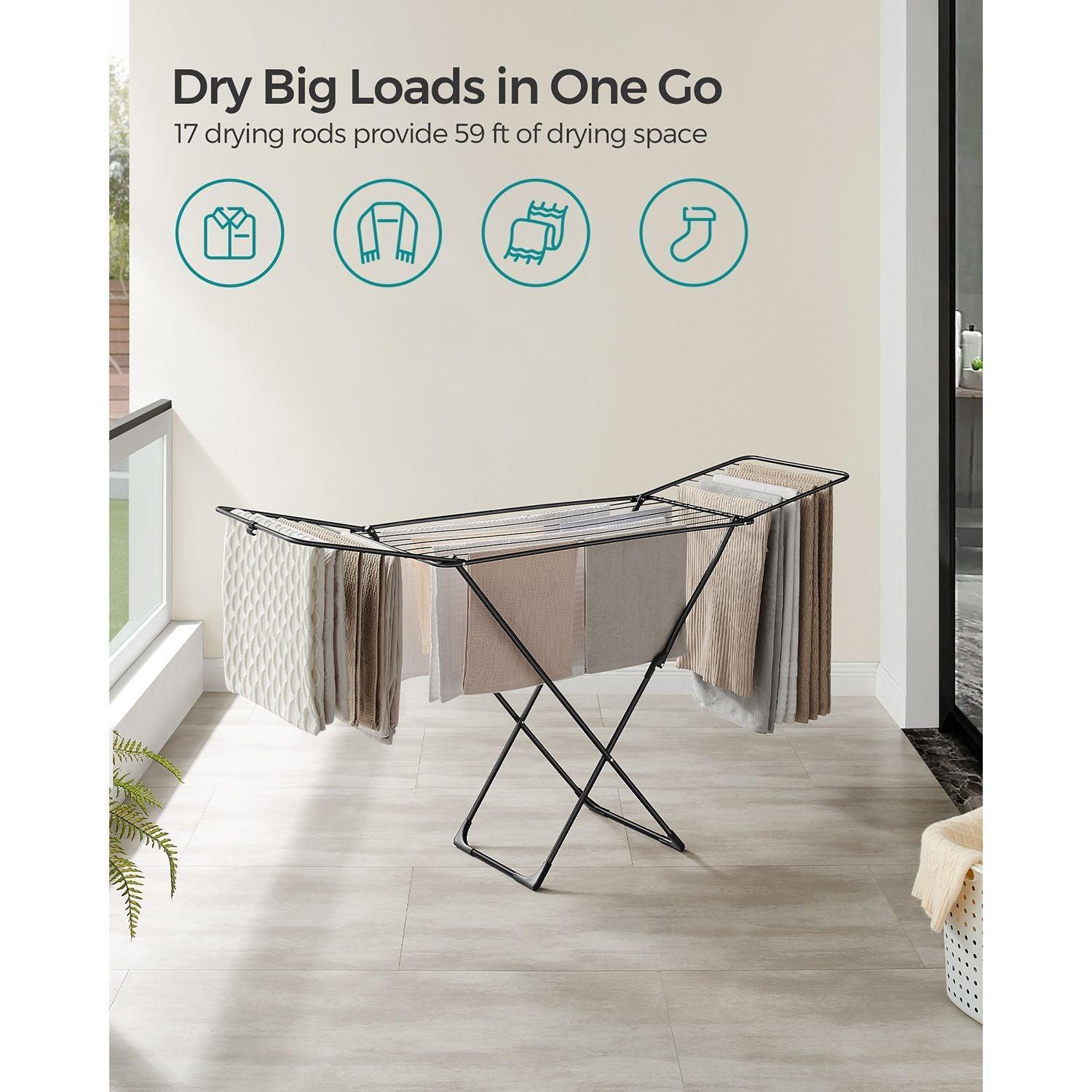 Clothes Drying Rack with Gullwings Black FredCo