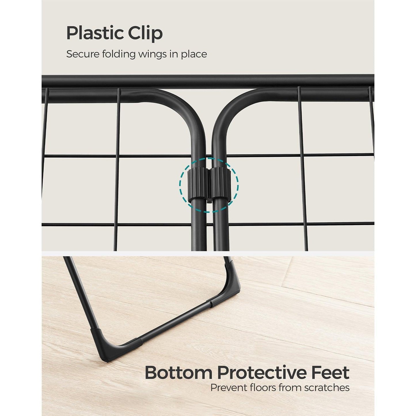 Clothes Drying Rack with Gullwings Black FredCo