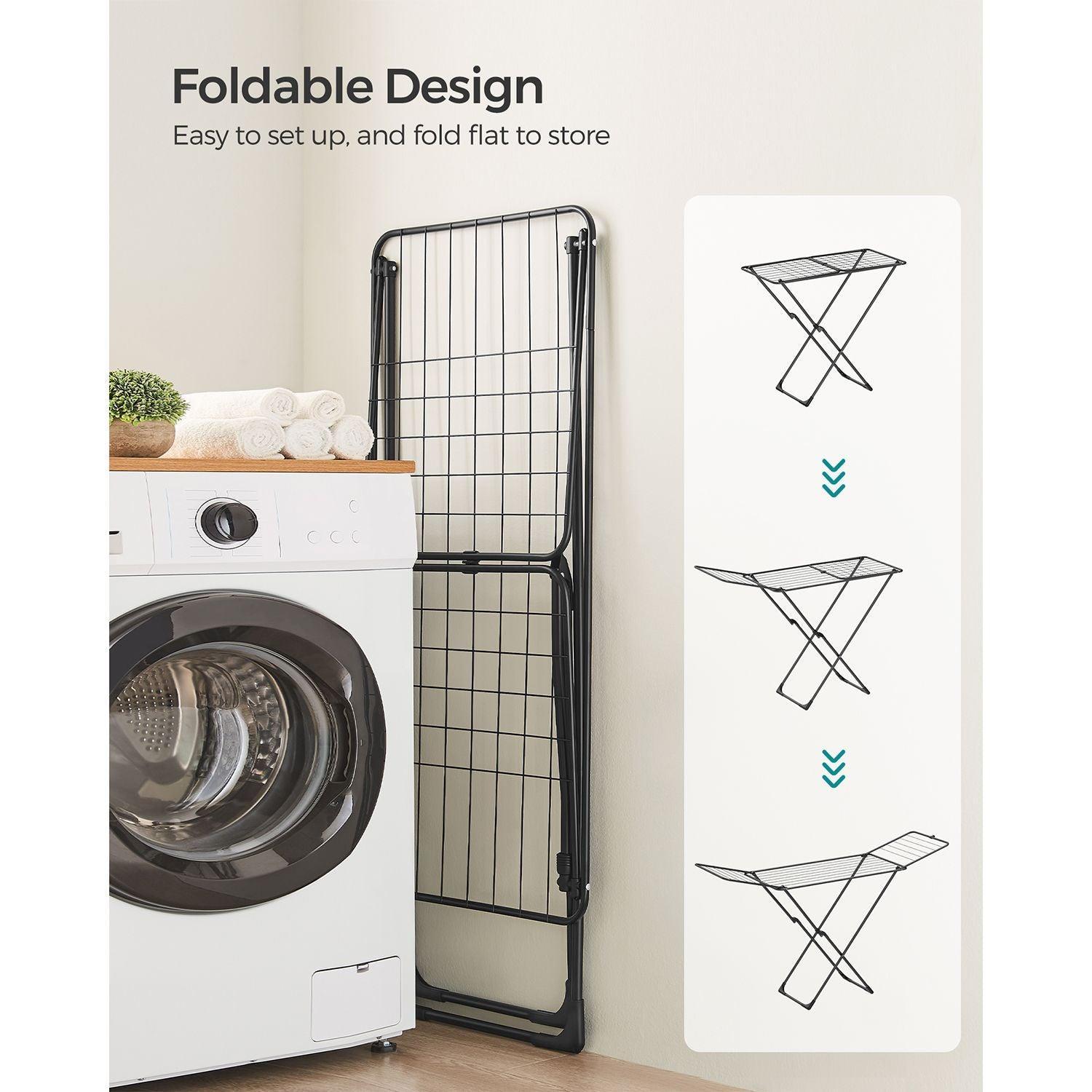 Clothes Drying Rack with Gullwings Black FredCo