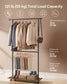 Clothes Rack with Wheels and Middle Rod Rustic Brown and Ink Black FredCo