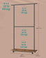 Clothes Rack with Wheels and Middle Rod Rustic Brown and Ink Black FredCo