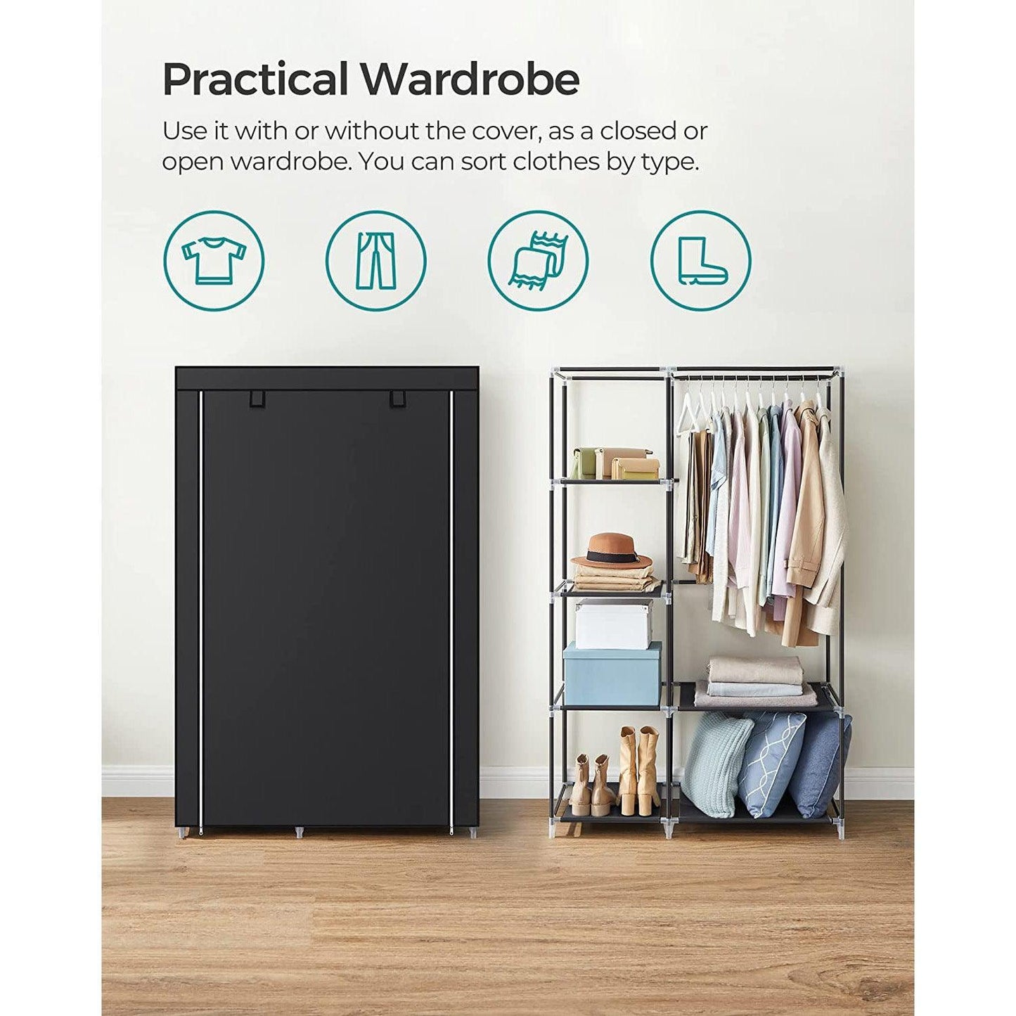 Clothes Storage Organizer with Hanging Rail FredCo