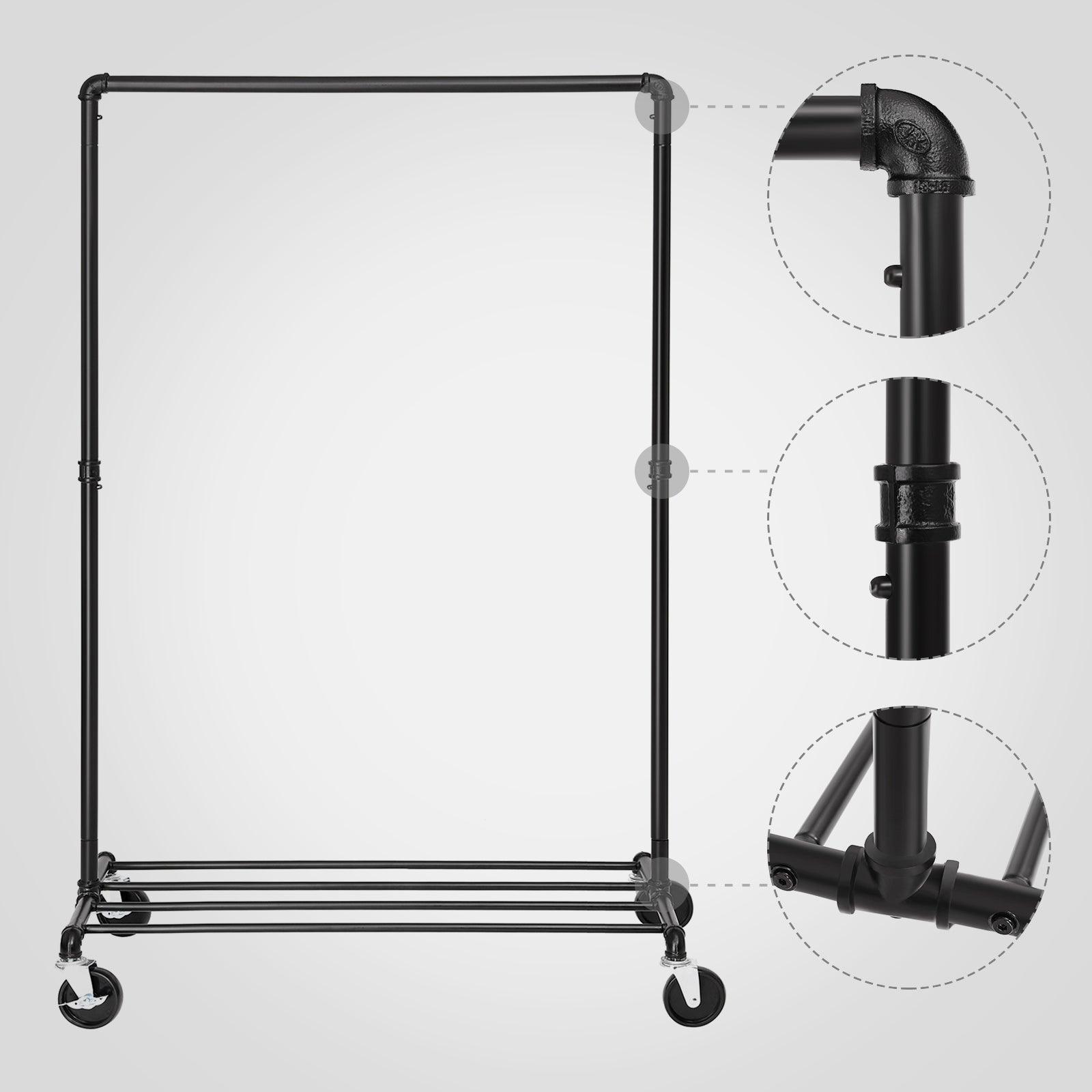 Clothing Rack on Wheels Black FredCo