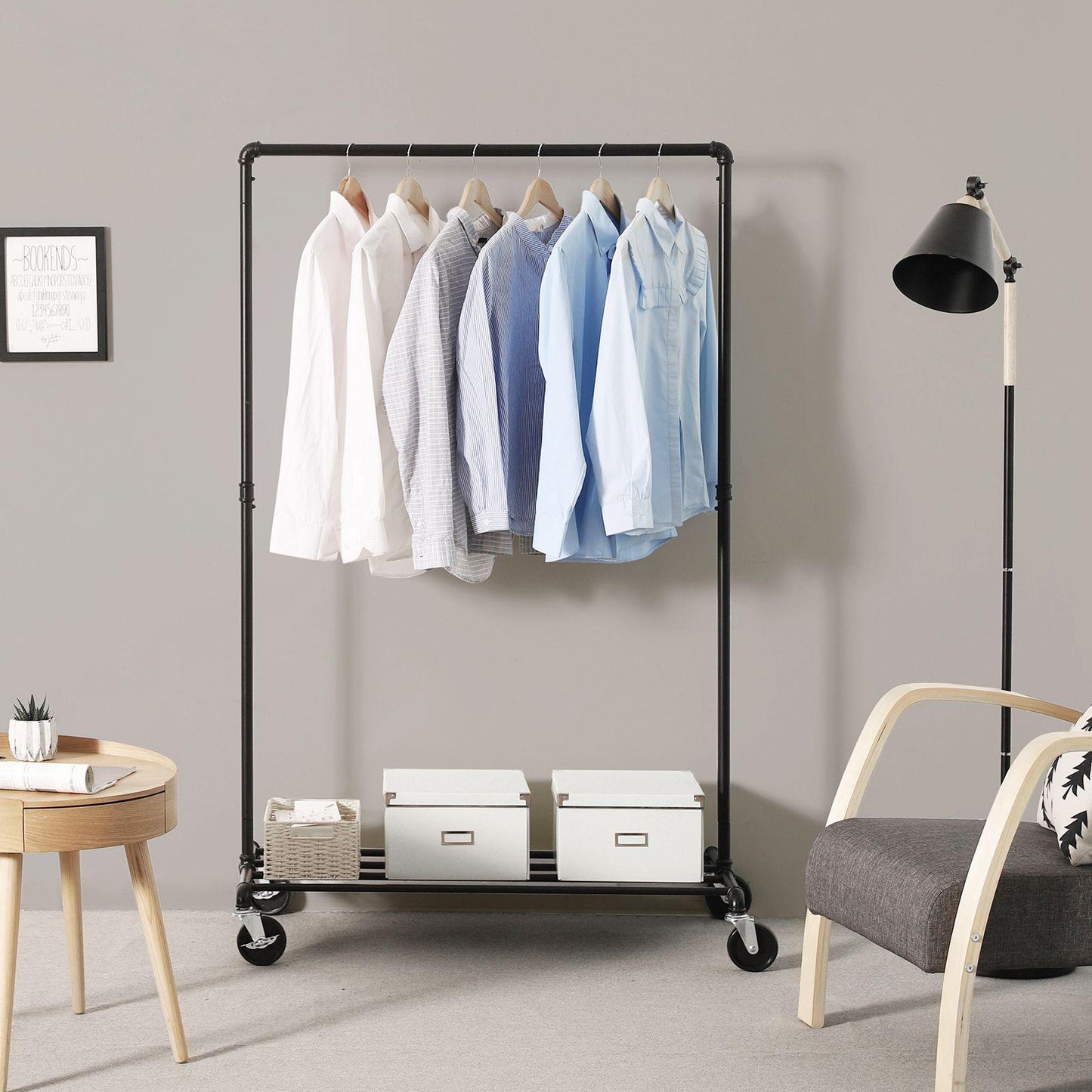 Clothing Rack on Wheels Black FredCo