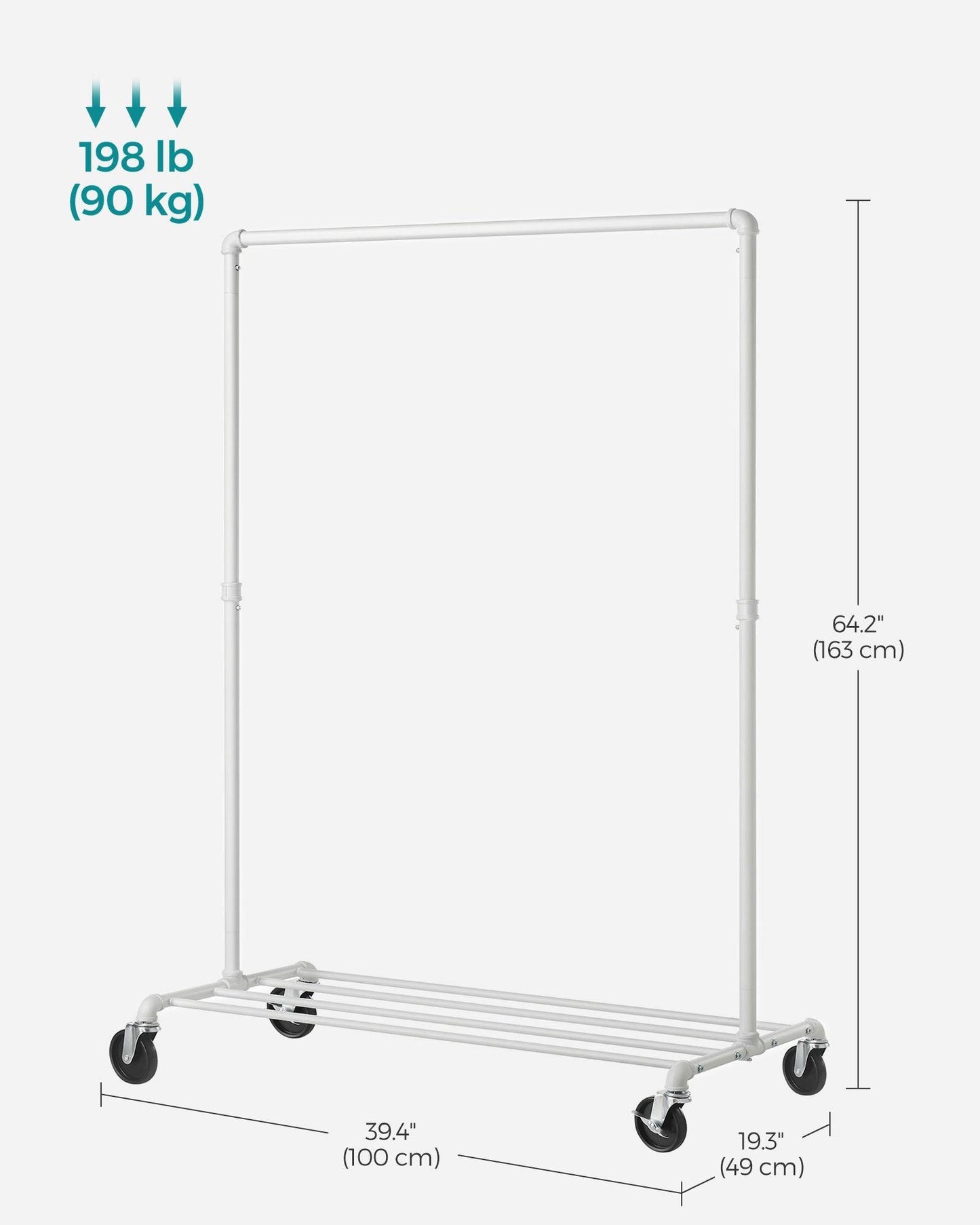 Clothing Rack on Wheels White FredCo