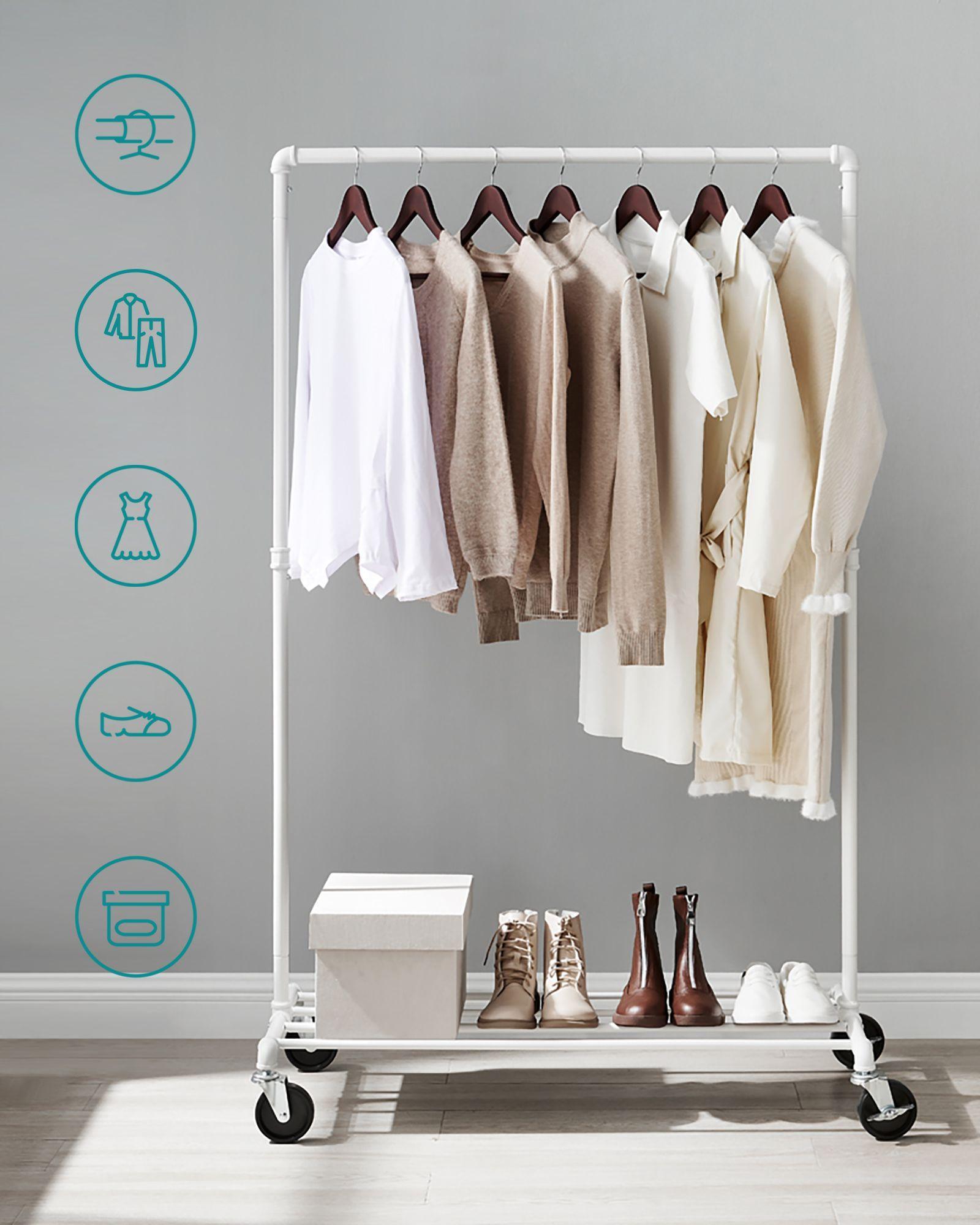 Clothing Rack on Wheels White FredCo
