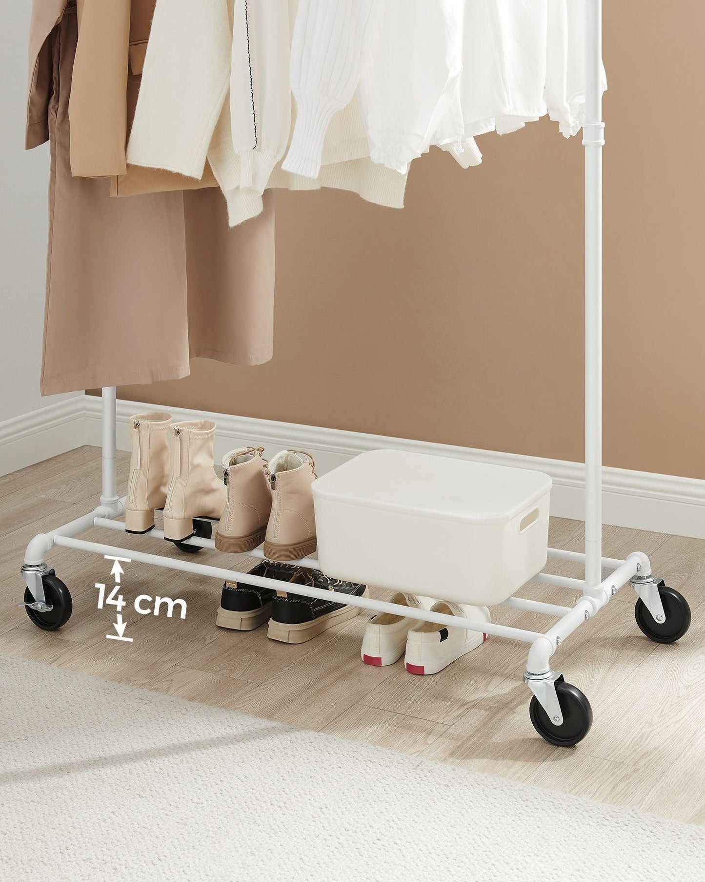 Clothing Rack on Wheels White FredCo
