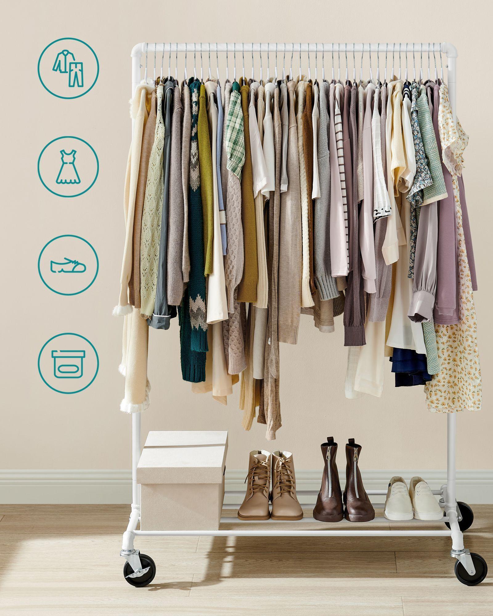 Clothing Rack on Wheels White FredCo