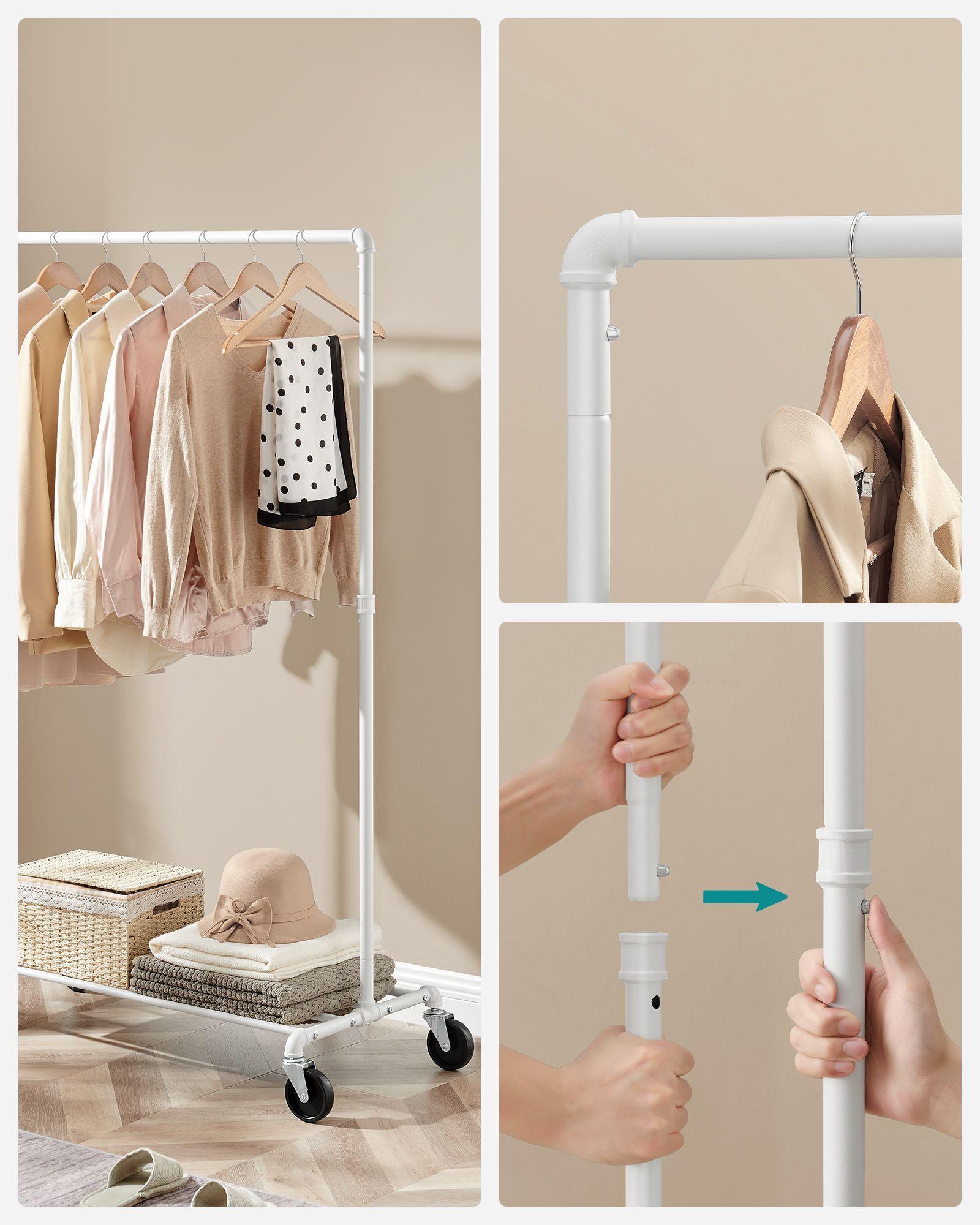 Clothing Rack on Wheels White FredCo