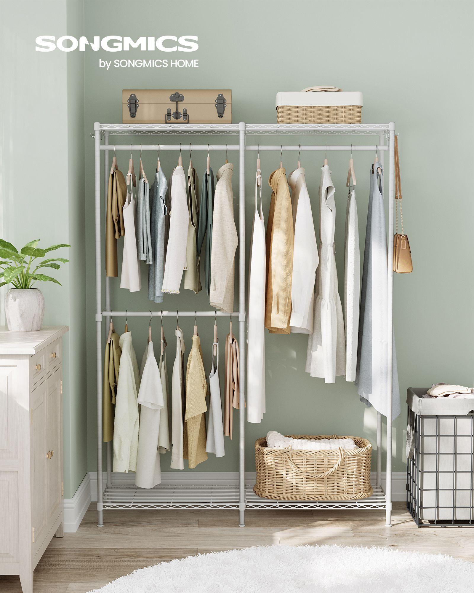 Clothing Rack with Adjustable Shelves and Hanging Rails Cloud White FredCo