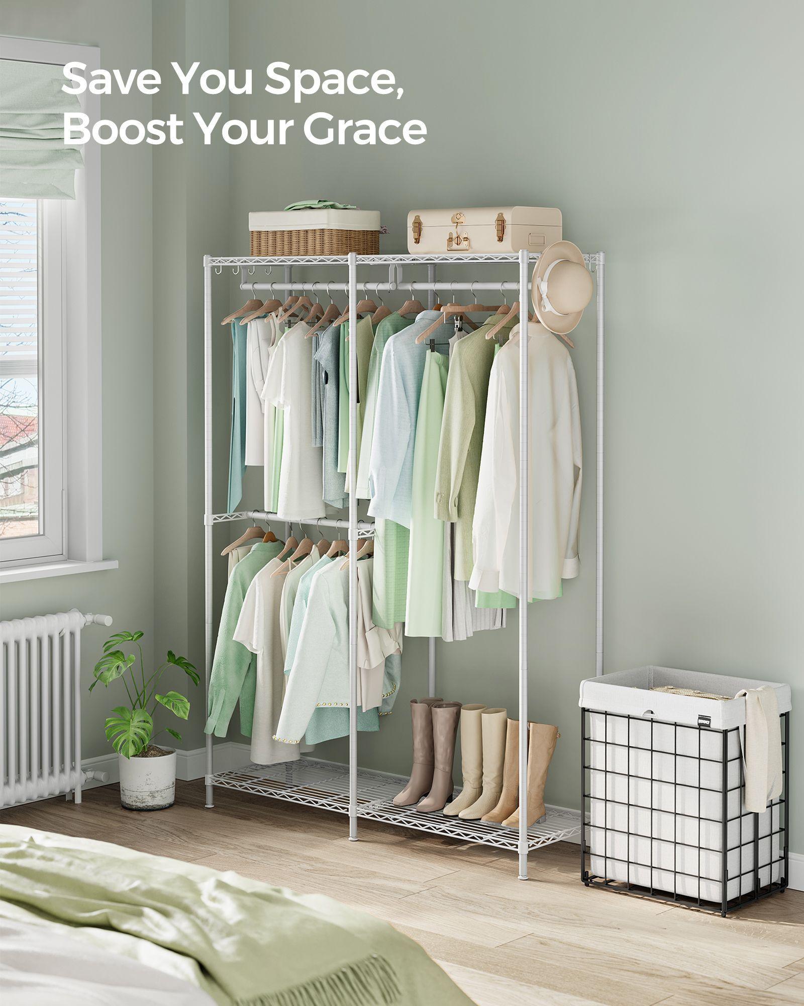 Clothing Rack with Adjustable Shelves and Hanging Rails Cloud White FredCo