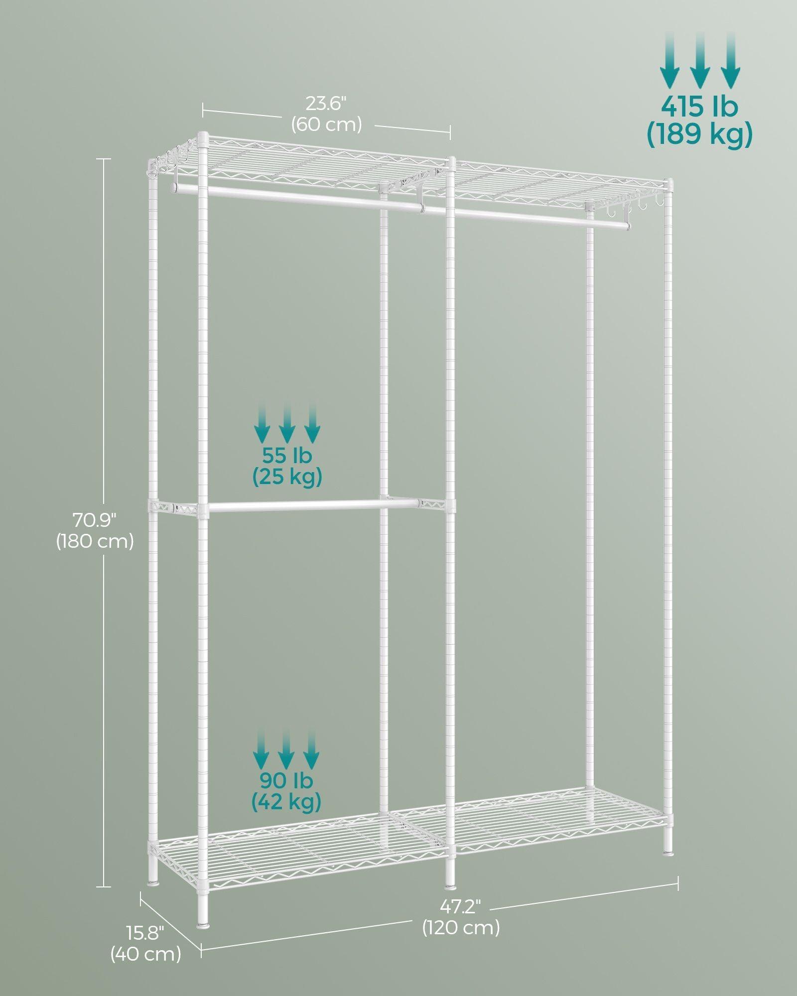 Clothing Rack with Adjustable Shelves and Hanging Rails Cloud White FredCo