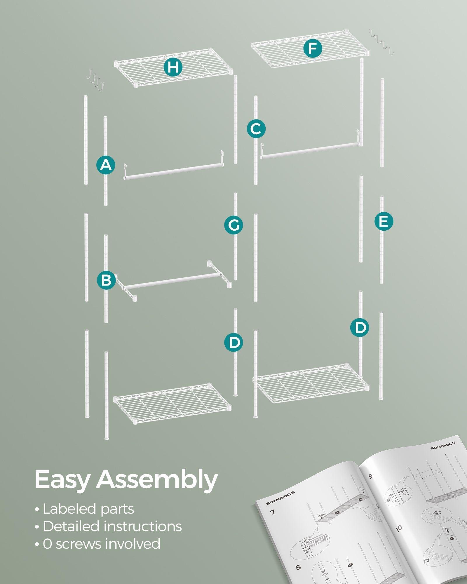 Clothing Rack with Adjustable Shelves and Hanging Rails Cloud White FredCo