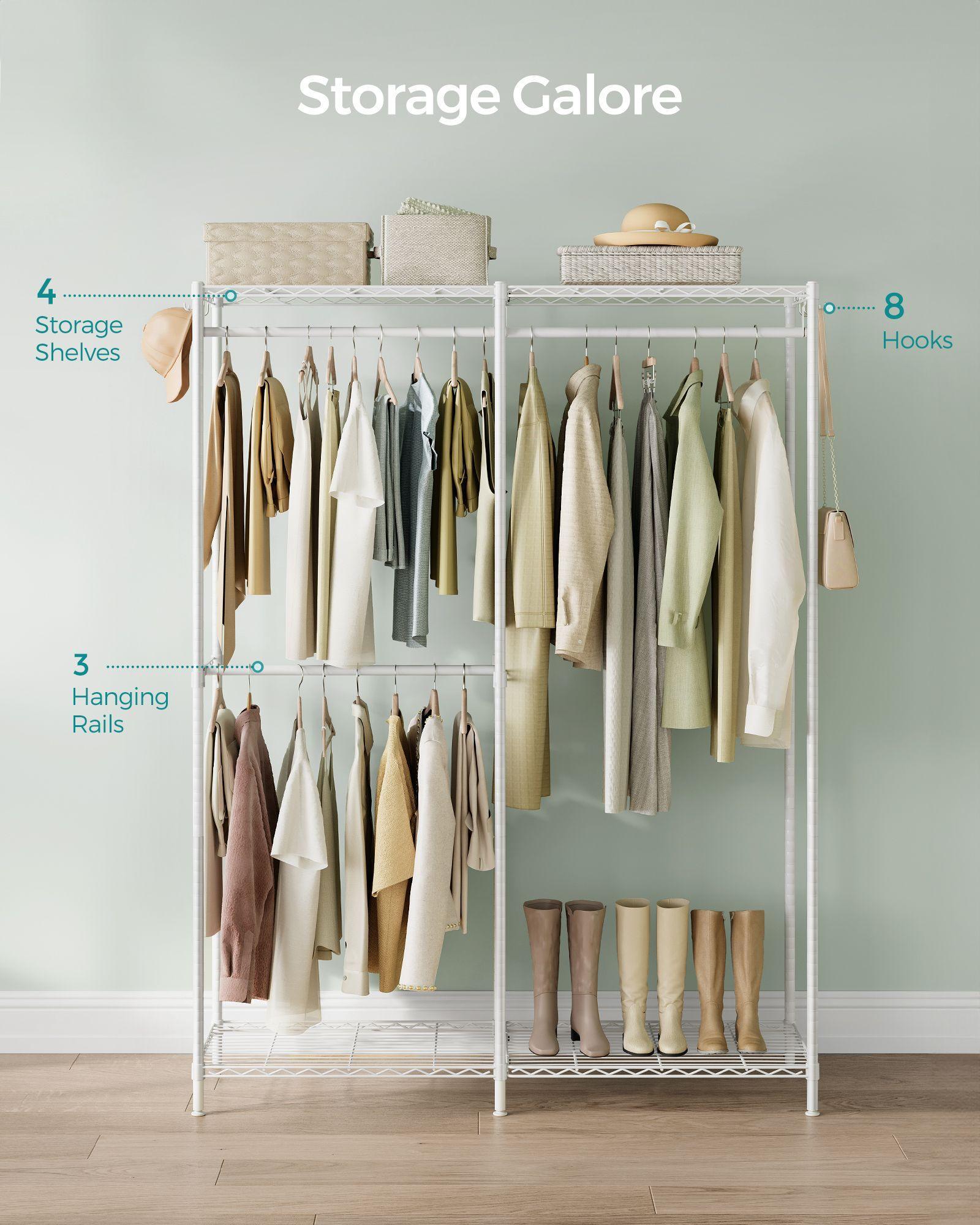 Clothing Rack with Adjustable Shelves and Hanging Rails Cloud White FredCo