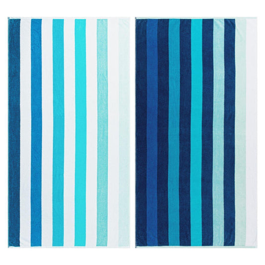 Coastal Blues Egyptian Cotton Oversized Beach Towel Set, 2-Pieces FredCo