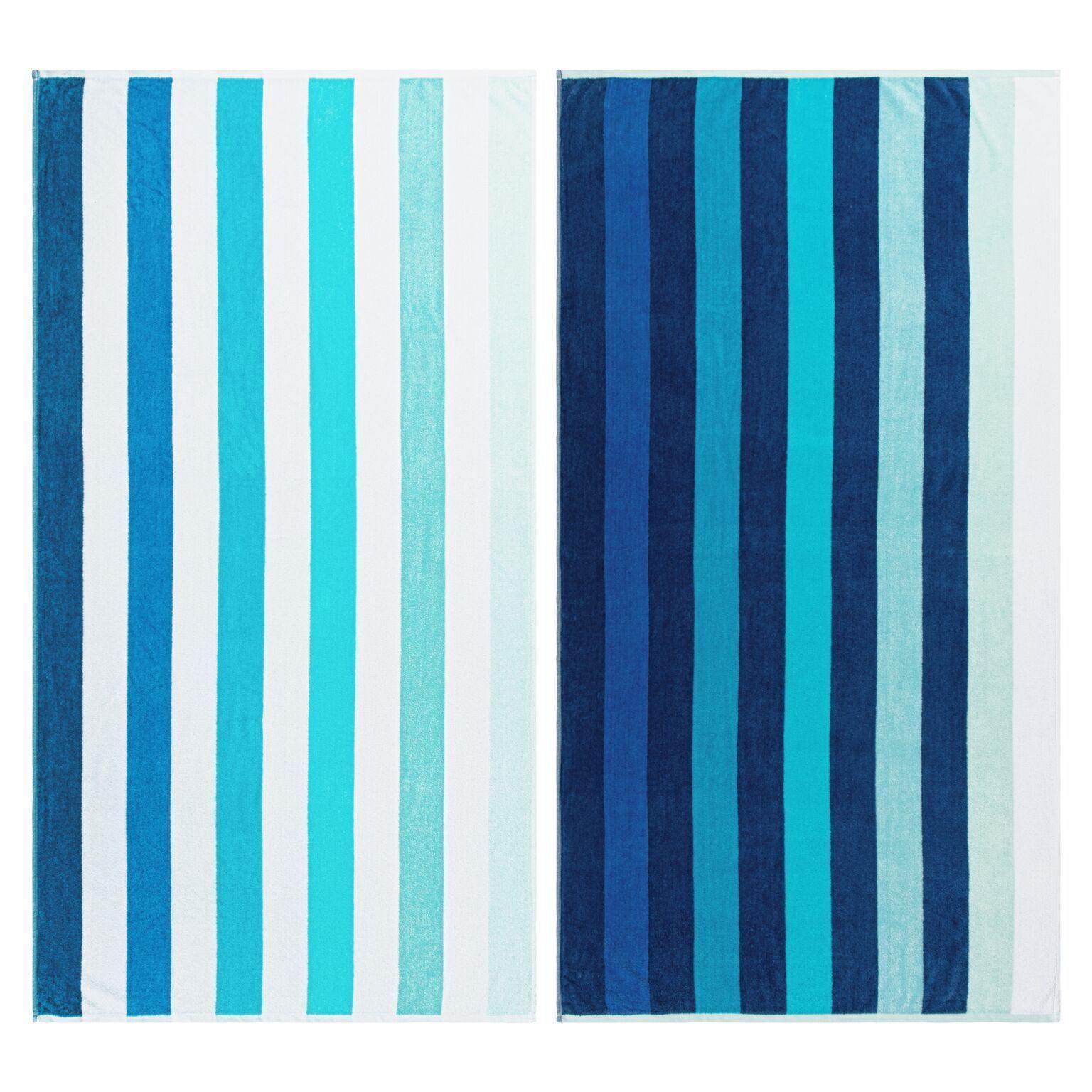 Coastal Blues Egyptian Cotton Oversized Beach Towel Set, 2-Pieces FredCo