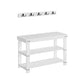 Coat Rack and 3-Tier Bamboo Shoe Bench Set Cloud White FredCo