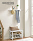 Coat Rack and 3-Tier Bamboo Shoe Bench Set Cloud White FredCo