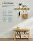 Coat Rack and 3-Tier Bamboo Shoe Bench Set Natural Beige FredCo