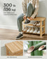 Coat Rack and 3-Tier Bamboo Shoe Bench Set Natural Beige FredCo