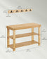 Coat Rack and 3-Tier Bamboo Shoe Bench Set Natural Beige FredCo