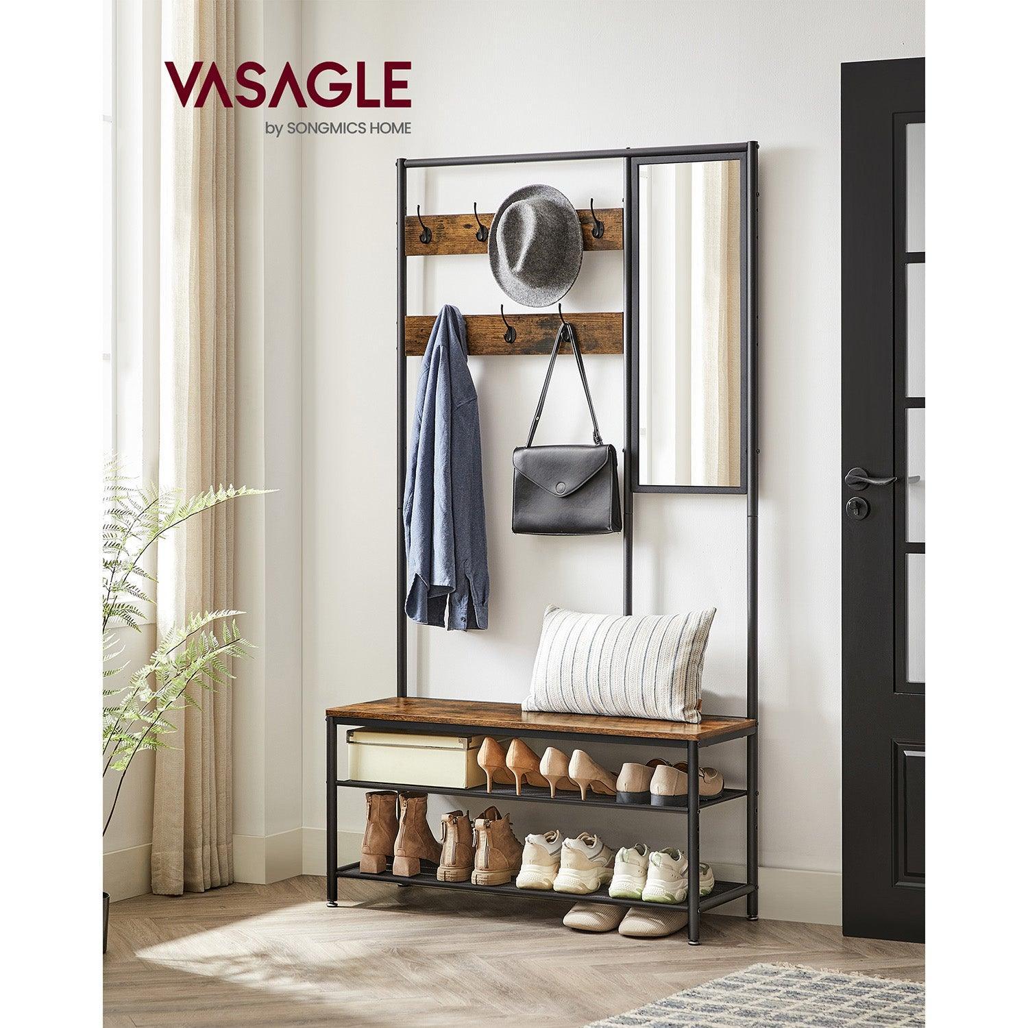 Coat Rack Shoe Bench with Mirror FredCo