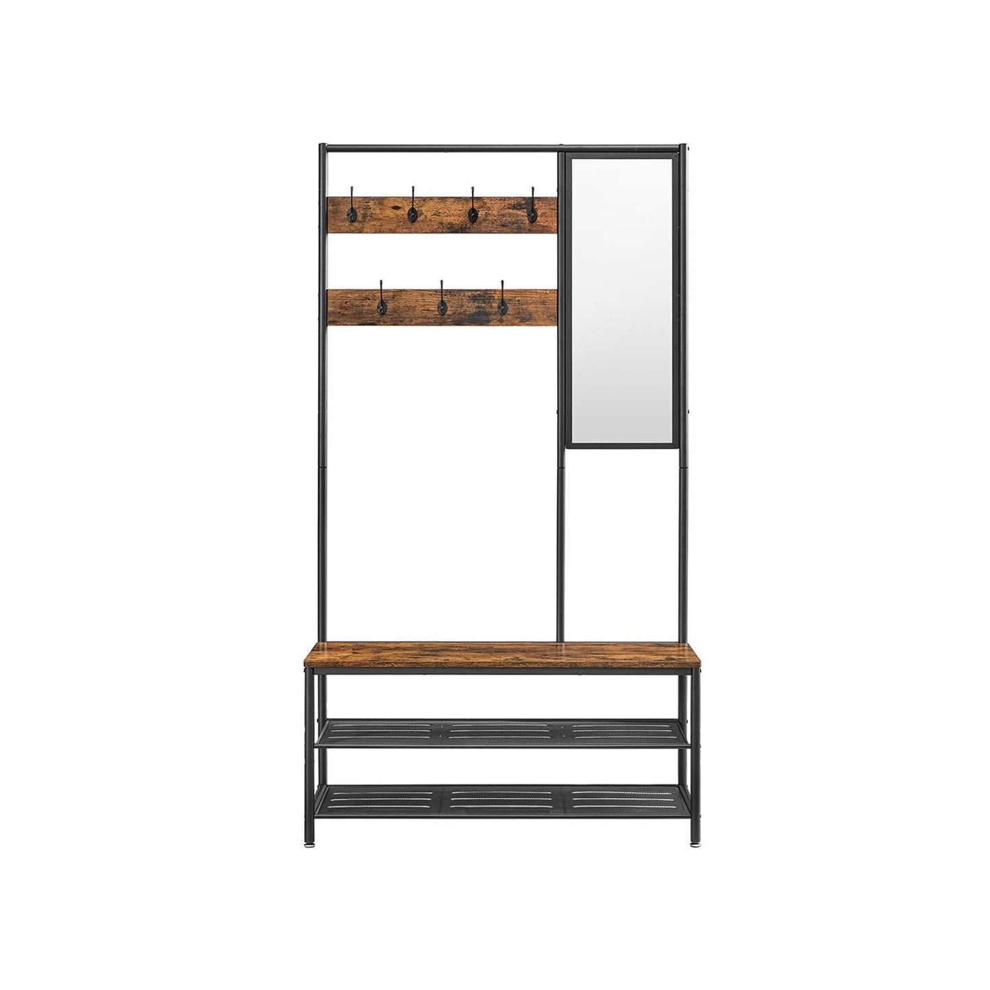 Coat Rack Shoe Bench with Mirror FredCo