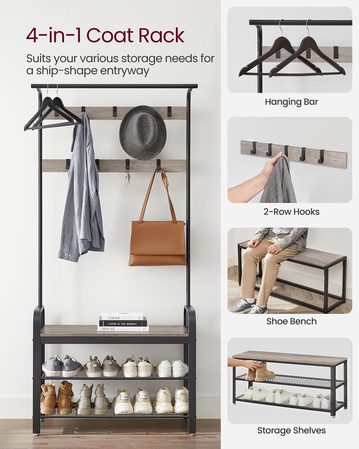 Coat Rack with Shoe Bench FredCo