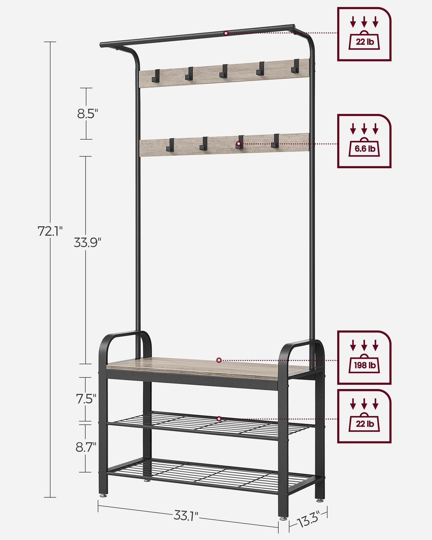 Coat Rack with Shoe Bench FredCo