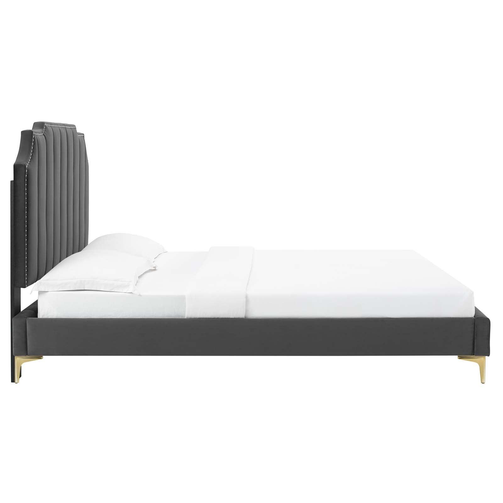 Colette Full Performance Velvet Platform Bed, MOD-6888 FredCo