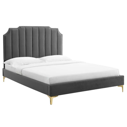 Colette Full Performance Velvet Platform Bed, MOD-6888 FredCo
