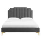 Colette Full Performance Velvet Platform Bed, MOD-6888 FredCo