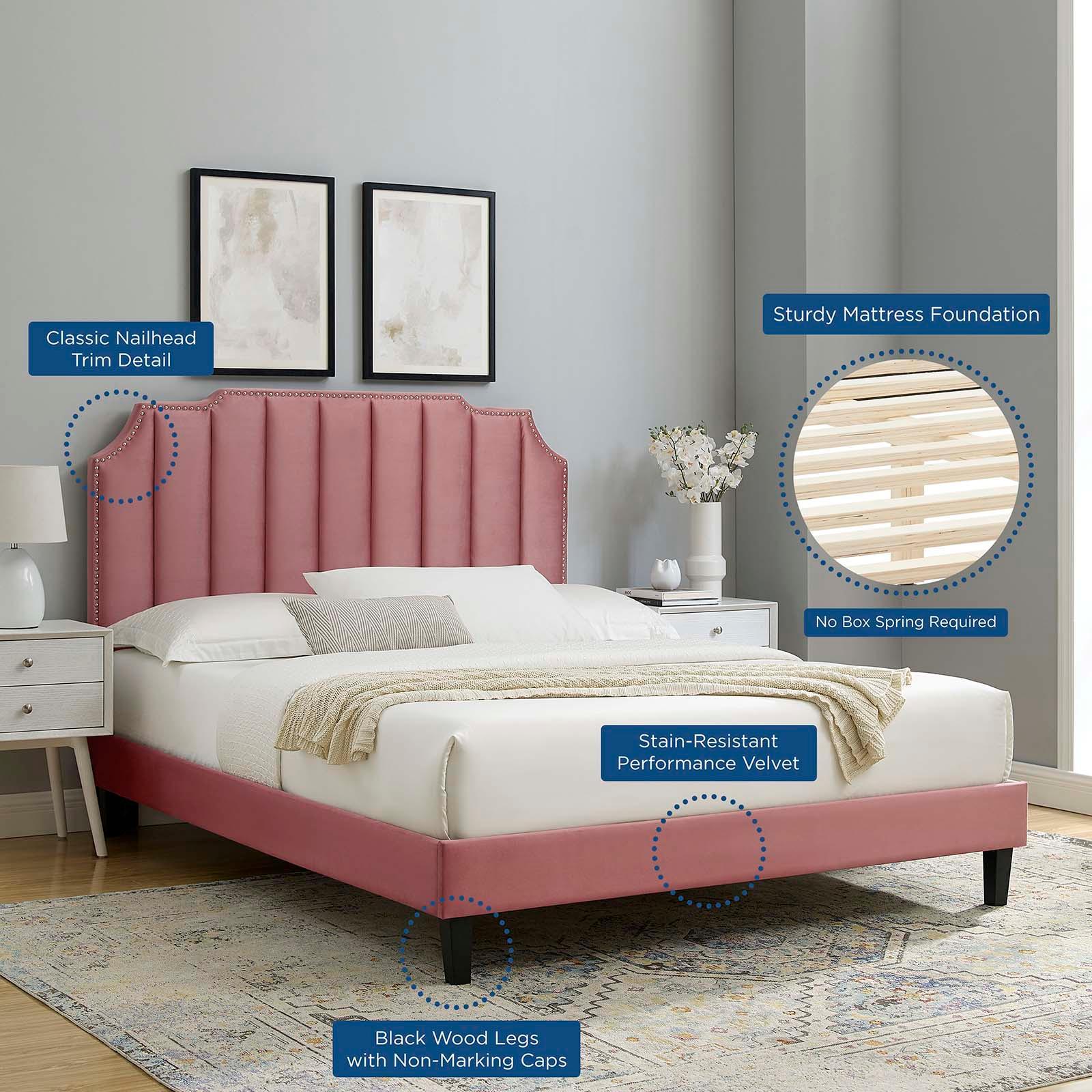 Colette Full Performance Velvet Platform Bed, MOD-6890 FredCo