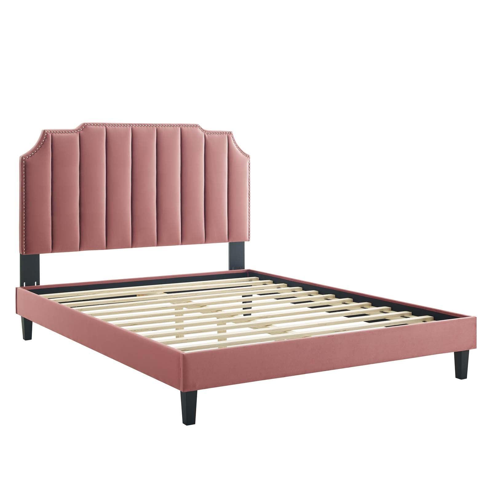 Colette Full Performance Velvet Platform Bed, MOD-6890 FredCo